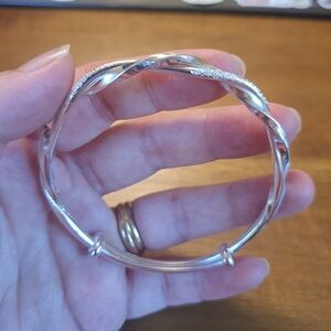 Solid Sterling Silver Twisted Bangle Bracelet
